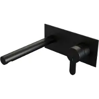 Brauer Black Edition Inbouw Wastafelmengkraan met Rechte Uitloop en Afdekplaat Model D1 Mat Zwart