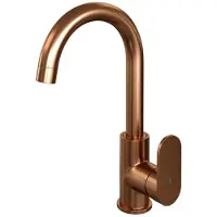 Brauer Copper Edition Hoge Opbouw Wastafelmengkraan met Draaibare Ronde Uitloop Model C Koper Geborsteld PVD