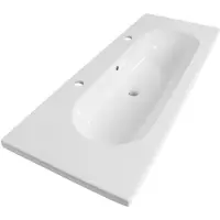 Brauer Moon Wastafel - 120 cm - met 1 Spoelbak en 2 Kraangaten - Keramiek Hoogglans Wit