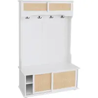 MCW Garderobekast -P25, halgarderobekast, houten garderobekast, melamine Kubu Rattan 163x100x47 cm ~ wit