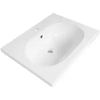 Brauer Moon Wastafel - 60 cm - met 1 Spoelbak en 1 Kraangat - Keramiek Hoogglans Wit