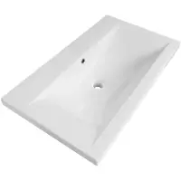 Brauer Halo Wastafel - 80 cm - met 1 Spoelbak en 0 Kraangaten - Keramiek Hoogglans Wit