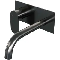 Brauer Gunmetal Edition Inbouw Wastafelmengkraan met Gebogen Uitloop en Afdekplaat Model C2 Gunmetal Geborsteld PVD