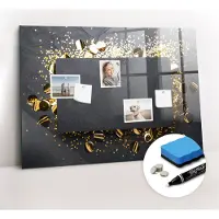 Coloray Whitebord - Gouden confetti - 100 x 70 cm - Veelkleurig Memobord Glas - Gratis 5 Sterke Magneten + Whiteboard Marker & Wisser - Moderne Wanddecoratie - Memobord Keuken - Planning Muur
