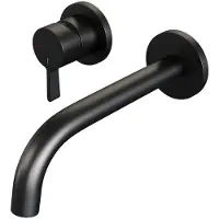 Brauer Black Edition Inbouw Wastafelmengkraan met Gebogen Uitloop en Rozetten Model E2 Mat Zwart