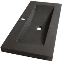 Brauer Magma Wastafel Ondiep - 80 cm - met 1 Spoelbak en 1 Kraangat - Natuursteen Basalt Antraciet
