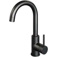 Brauer Black Carving Hoge Opbouw Wastafelmengkraan met Draaibare Ronde Uitloop Model A Mat Zwart