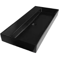 Brauer Lunar Wastafel - 100 cm - met 1 Spoelbak en 0 Kraangaten - Keramiek Mat Zwart