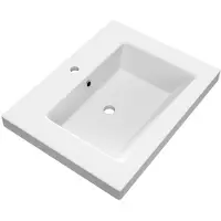 Brauer Solar Medium Wastafel - 60 cm - met 1 Spoelbak en 1 Kraangat - Mineraalmarmer Mat Wit