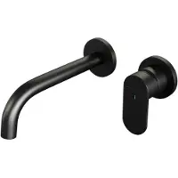 Brauer Black Edition Inbouw Wastafelmengkraan met Gebogen Uitloop en Rozetten Model C1 Mat Zwart