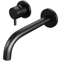 Brauer Black Edition Inbouw Wastafelmengkraan met Gebogen Uitloop en Rozetten Model B2 Mat Zwart