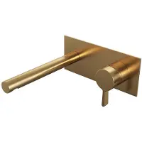 Brauer Gold Edition Inbouw Wastafelmengkraan met Rechte Uitloop en Afdekplaat Model E1 Goud Geborsteld PVD