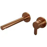 Brauer Copper Edition Inbouw Wastafelmengkraan met Rechte Uitloop en Rozetten Model D1 Koper Geborsteld PVD