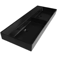 Brauer Lunar Wastafel - 120 cm - met 2 Spoelbakken en 0 Kraangaten - Keramiek Mat Zwart