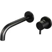 Brauer Black Edition Inbouw Wastafelmengkraan met Gebogen Uitloop en Rozetten Model B1 Mat Zwart