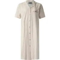Lunatex - dames nachthemd 224198 met doorknoopsluiting - korte mouw - zand - maat XL