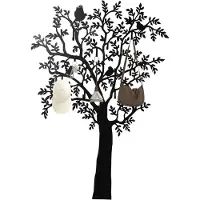 4Goodz Wandkapstok metaal boomdesign met vogels 175 cm -