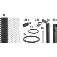 Alberts 630874 gaashek als complete hekwerkset, voor inbetonneren, antraciet metallic, hoogte 200 cm, lengte 100 m