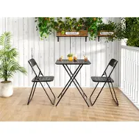 MODFU - Bistroset - Opvouwbaar - Voor Tuin Of Binnen - Staal - Zwart - 3-Delig