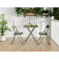 OKWISH Bistroset 60 X 60 Cm - Opvouwbaar 3-Delig Voor Balkon En Terras - Staal Met Elektrocoating - Groen