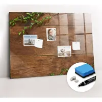 Coloray Whitebord - Rustiek hout - 100 x 70 cm - Bruin Magneetbord Keuken - Gratis 5 Sterke Magneten + Whiteboard Marker & Wisser - Stylish Memo Board - Memobord Glas - Planning Muur