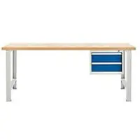 Schäfer Shop TOP-werkbank, met 2 schuifladen, basiseenheid, lichtgrijs, 2000 mm breed