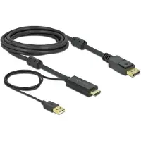 DeLOCK Premium HDMI naar DisplayPort actieve kabel - HDMI 1.4 / DP 1.2 (4K 30Hz) - voeding via USB-A / zwart - 3 meter