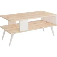 En.casa Salontafel Lycksele, bijzettafel, woonkamertafel met opbergruimte, rechthoekig, eikenhoutlook, wit, met onderkast