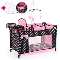 Bayer - Multibed voor poppen tot 46cm in zwart, wit/roze