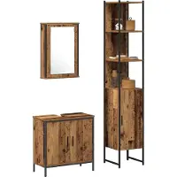 vidaXL Badkamermeubel Set 3 st Bruin 33 x 33 x 185,5 cm Bewerkt hout
