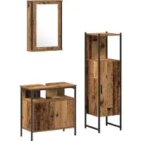 vidaXL Badkamermeubel Set 3 st Bruin 33 x 33 x 120,5 cm Bewerkt hout