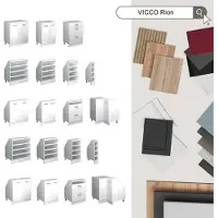 Vicco Rion Kastenset voor schuine wand – 140 cm Set van 2 kastrompen 60 cm diepte Rode hoogglans