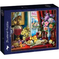 Blue Bird Still Life and Wine Puzzel 1000 Stukjes