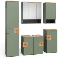 Vicco Eden Badkamermeubelset – 5 delen Groen/Kunstzinnig