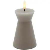 Sirius Home Sille Geometric Nordic LED Kaars – Stompkaars Geometrisch Ø6.5 x 10cm – Warm Gray/Beige/Grijs