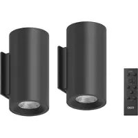 Calex Wandlamp buiten | Batterij | Up & Down | Rond | 2W | Zwart | 2 stuks