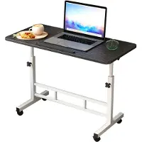Happiq Mobiel Sta-bureau Zit-sta bureau Verrijdbaar - Voor Thuiskantoor & Laptop - Verstelbare Hoogte - Witte Sta-tafel met Wielen - zit sta bureau verstelbaar bureau - Zwart 80x40cm