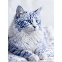 PosterMonkey Poster 120x160 cm - Kat - Patroon - Blauw - Posters - Kamer decoratie - Wanddecoratie woonkamer - Muurdecoratie slaapkamer XXL