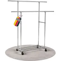 Coemo mobiel kledingrek op wielen, L 162x42x160 cm, metalen rolkast, 2 kledingstangen voor de slaapkamer, kledinghangers, vrijstaand kledingrek, kledingkaststandaard