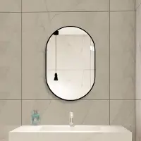 STILVORA Boogspiegel – 60 x 120 cm – Zwart Aluminium En Glas – Zilverkleurig – Wandspiegel Voor Badkamer Hal Of Slaapkamer – Horizontaal Of Verticaal