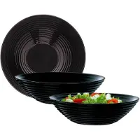 Luminarc 3x Salade schalen/slakommen van zwart glas 27 cm - Schalen en kommen