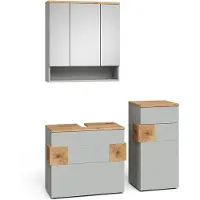 Vicco Eden Badkamermeubelset – 3 delen Grijs/Kunstnijverheid