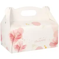 Papstar Gebäck-Karton mit Tragegriff, 200 x 130 x 90 mm aus Pappe, Materialstärke: 350 g/qm, Farbe: rosé