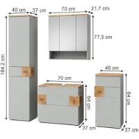 Vicco Eden Badkamermeubelset – 4 delen Grijs/Kunstnijverheid
