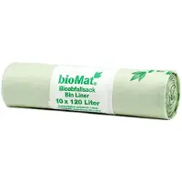 Biomat 20x 10 Compost zakken op zetmeelbasis 120 l 130 cm x 88 cm ohne Tragegriff 16 my
