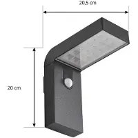 PRIOS Wandlamp buiten met bewegingssensor Aurino, zwart, Aluminium
