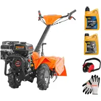 Kibani Grondfrees Benzine 46 cm Incl. 2X Mes links, 2X Mes rechts, Gehoorbeschermer, Handschoenen, 4T Olie, Transmissie olie - 196cc - 46CM breedte -6.5PK- Loncin motor - tuinfrees