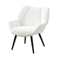 Happiq Accentstoel - Voor Woonkamer & Slaapkamer - Gestoffeerde Comfortabele Leesfauteuil met Hoge Rugleuning - Corduroy, Wit - Wit