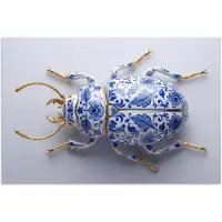 PosterMonkey Poster 60x40 cm - Kever - Delfts - Blauw - Goud - Posters - Kamer decoratie - Wanddecoratie woonkamer - Muurdecoratie slaapkamer