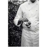 PosterMonkey Poster 40x60 cm - Tomaten - Chef - Zwart - Wit - Posters - Kamer decoratie - Wanddecoratie woonkamer - Muurdecoratie slaapkamer